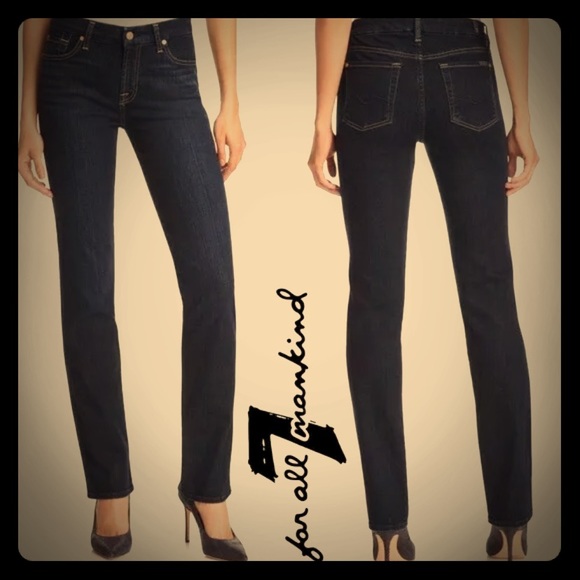 7 FOR ALL MAN KIND Straight Leg Dark Wash Jeans - Picture 2 of 8